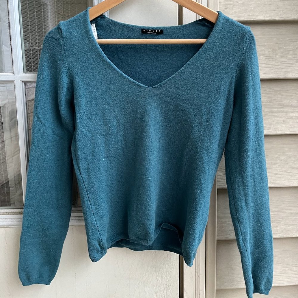 Sisley Blue V-neck Wool Sweater